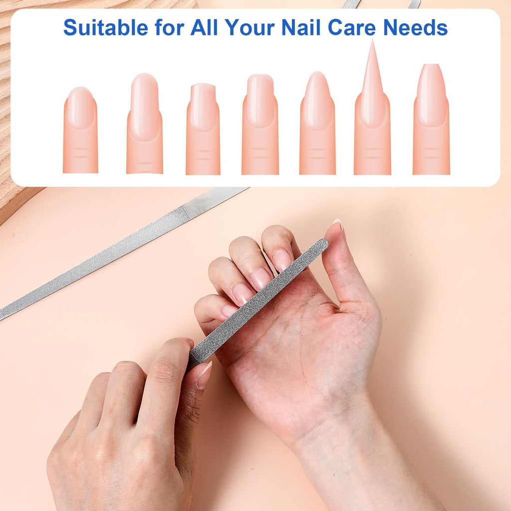 4 Pack Stainless Steel Double-Sided Nail File Set for Manicure and Nail Polishing