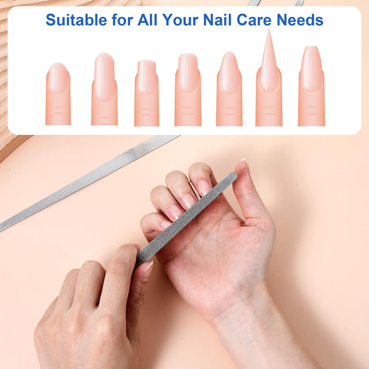 4 Pack Stainless Steel Double-Sided Nail File Set for Manicure and Nail Polishing