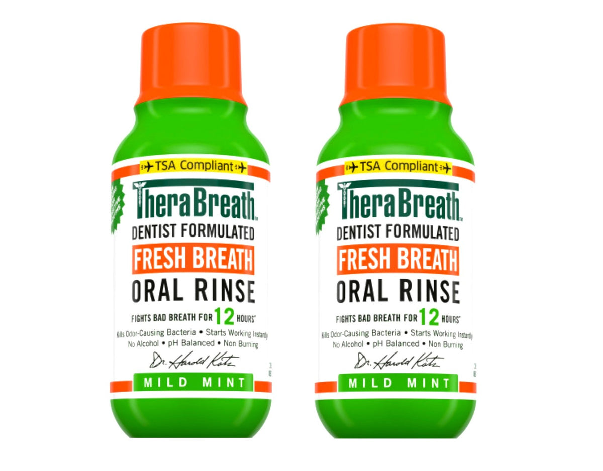 2 Pack Alcohol-Free Mint Mouthwash - Fresh Breath Oral Rinse, 3 oz