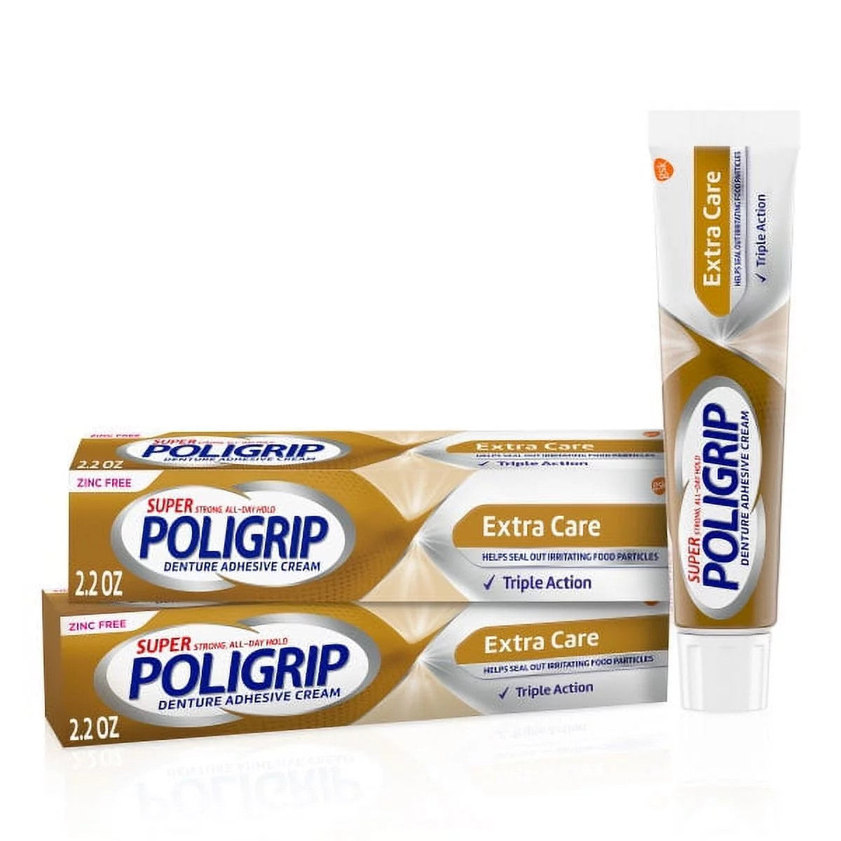 Denture Adhesive Cream - Strong All-Day Hold, 2.2 Oz, Pack of 3