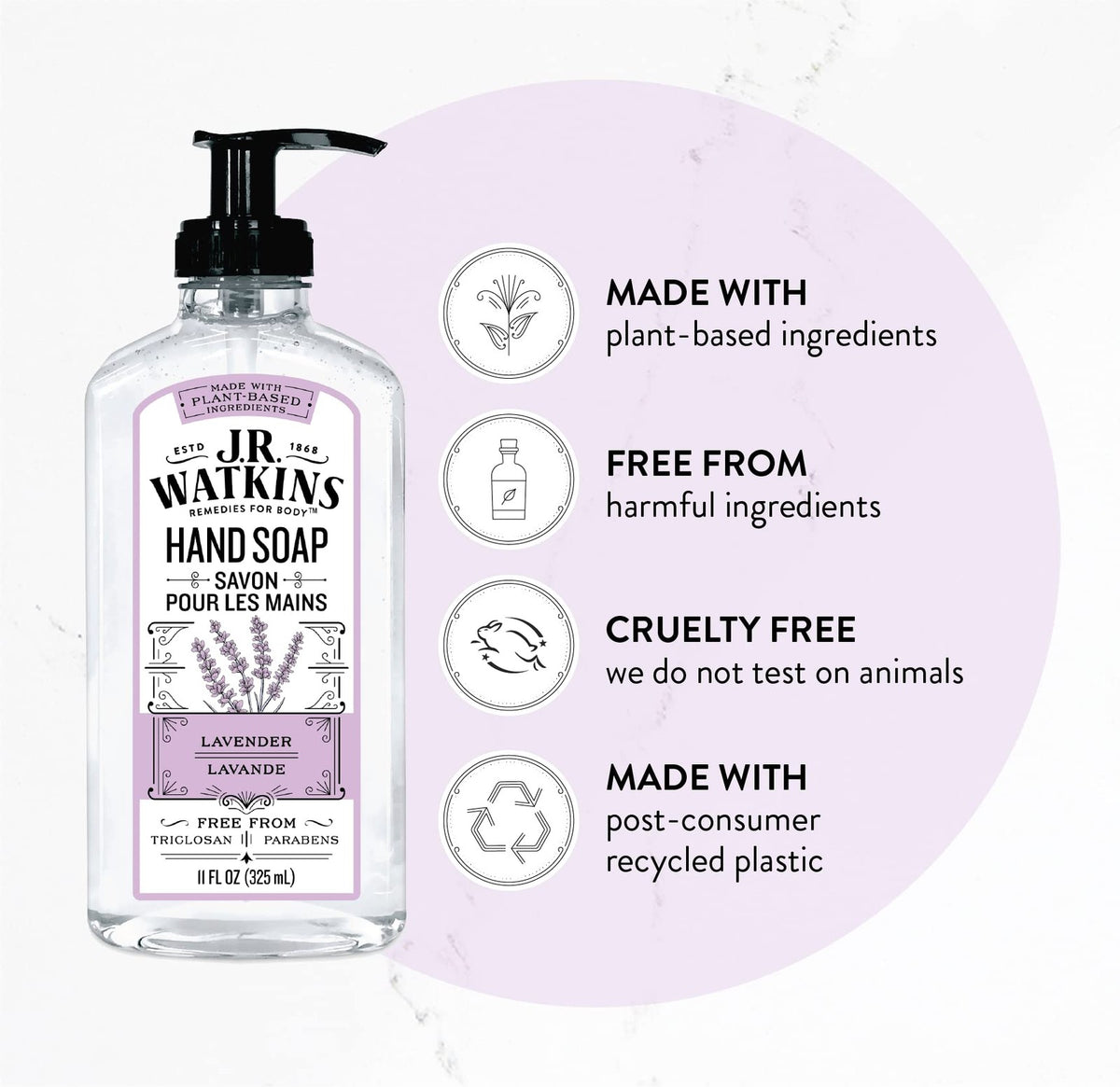 Natural Hand Soap with Lavender - Gentle & Moisturizing, 11 Fl Oz