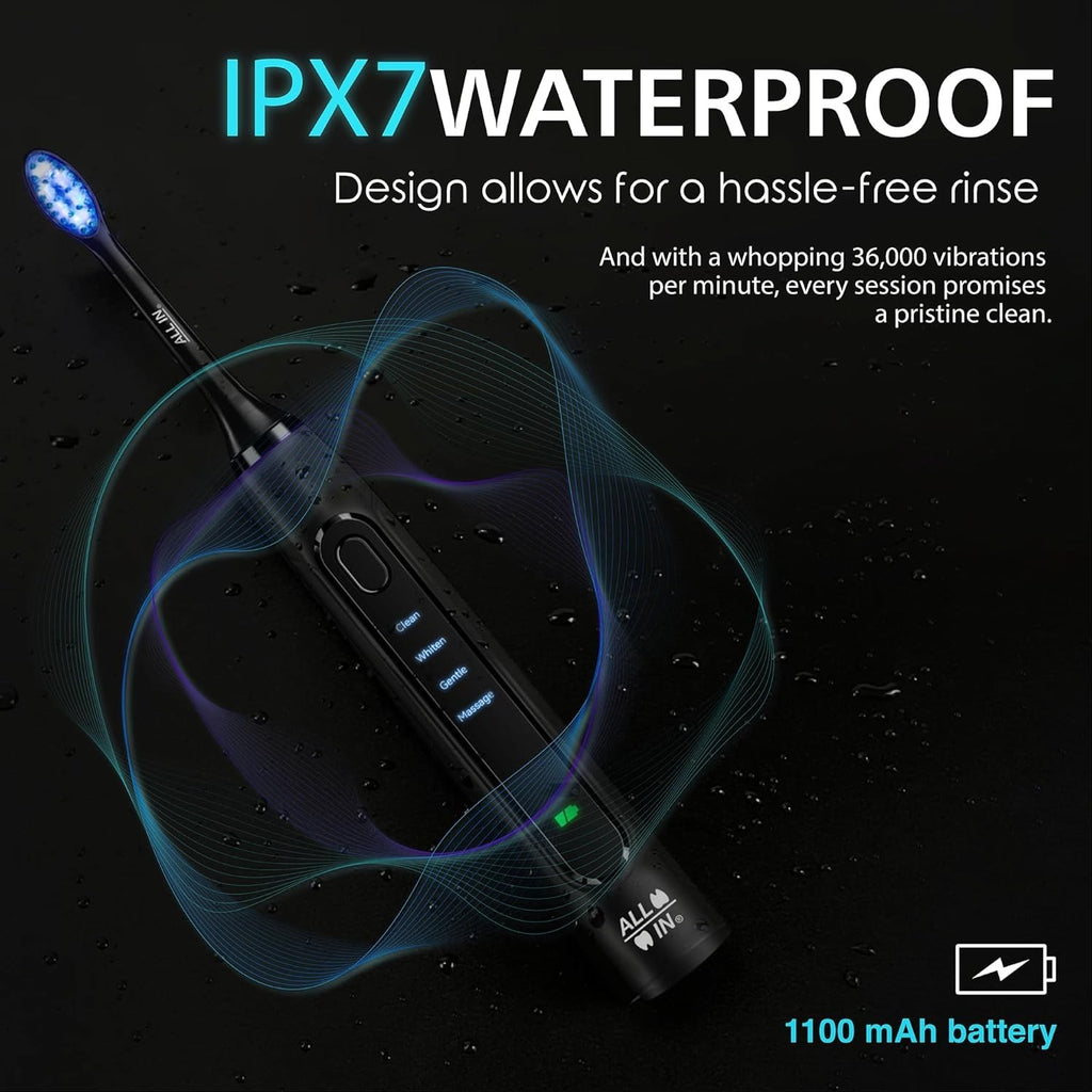 Rechargeable Sonic Electric Toothbrush with LED Light Therapy for Whitening & Gum Care