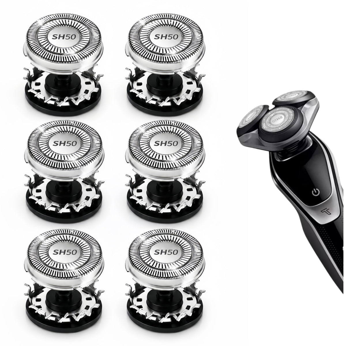 6-Pack SH50 Replacement Shaver Heads for Philips Norelco Series 5000