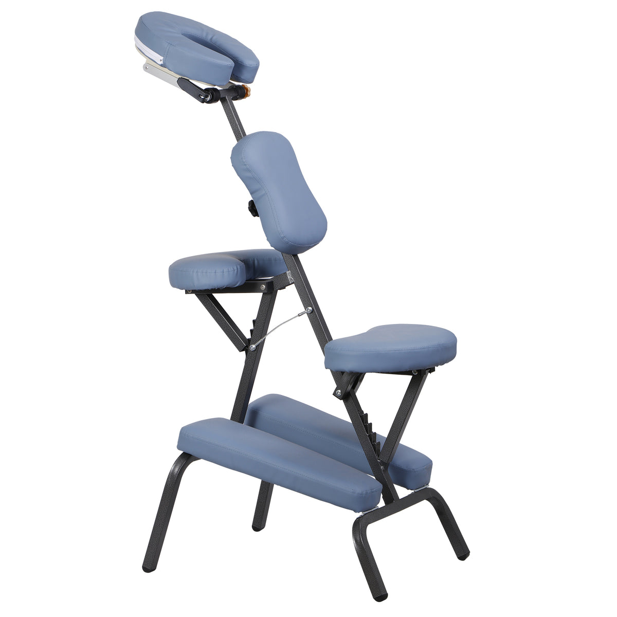 Portable Folding Massage Chair with PU Leather - Black & Blue