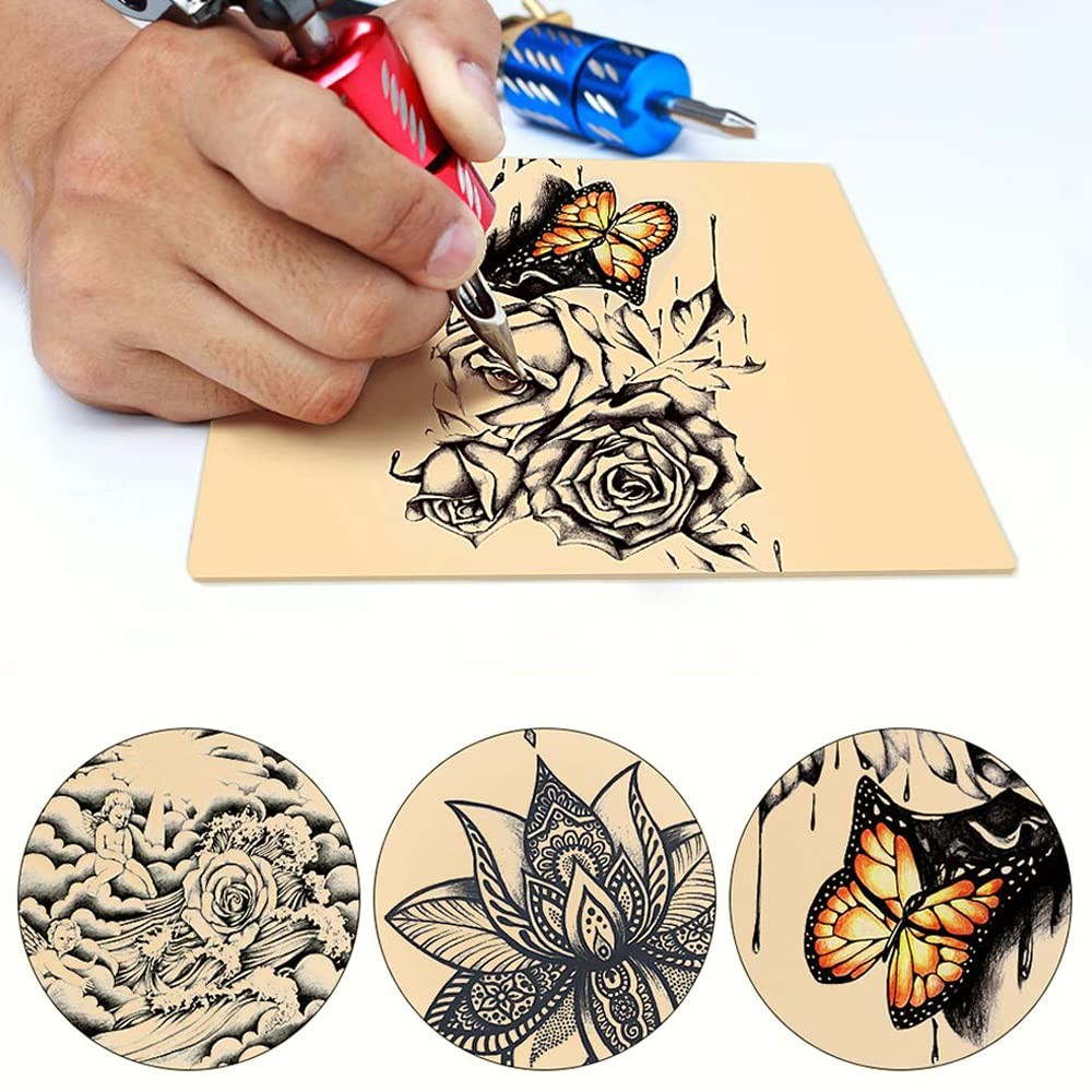 5 Pcs Blank Tattoo Practice Skin Double-Sided 8x6 in – Reusable Faux Skin for Tattoos, Brows, Liner