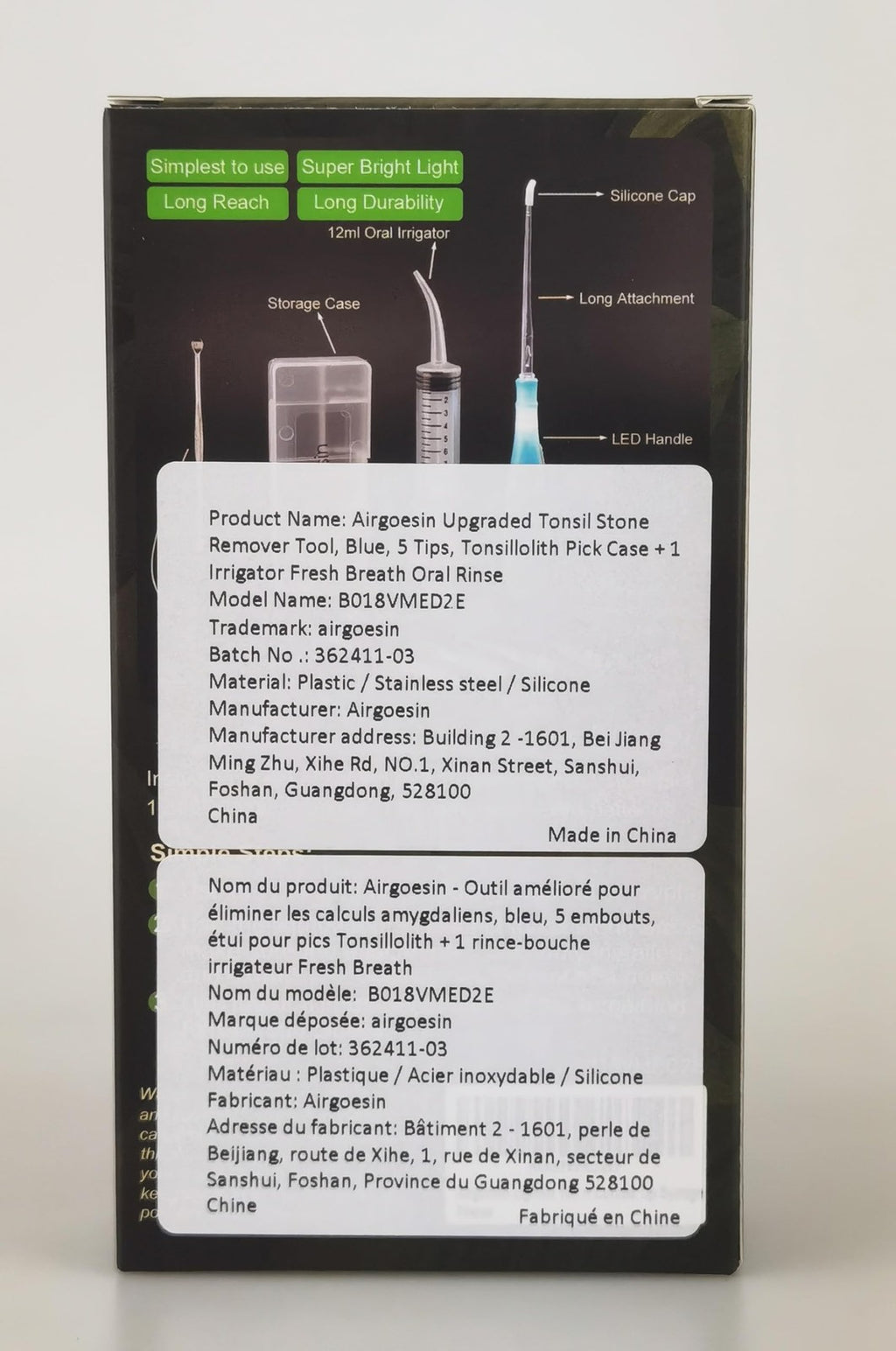 Tonsil Stone Remover Kit with Lighted Tips - Oral Irrigator for Bad Breath