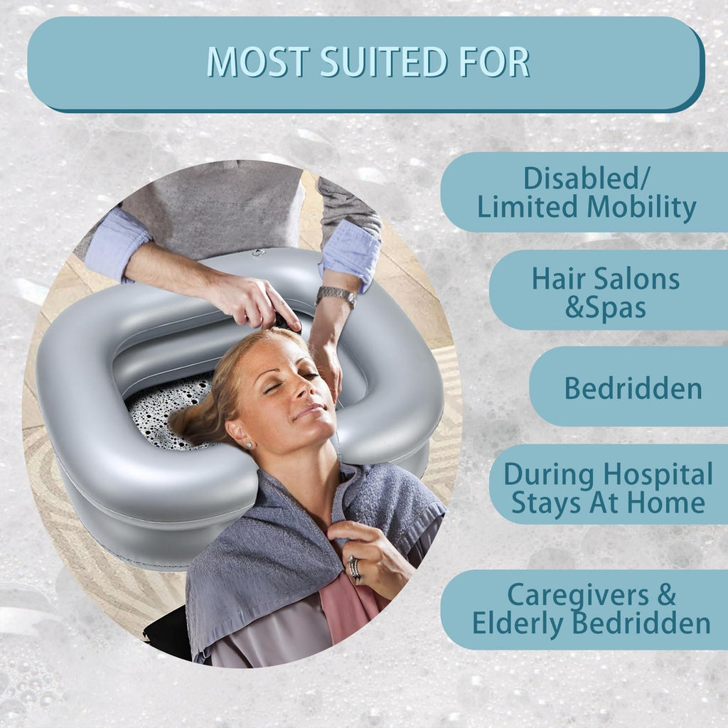 Inflatable Hair Wash Basin for Bedridden & Elderly Care, Portable Shampoo Bowl