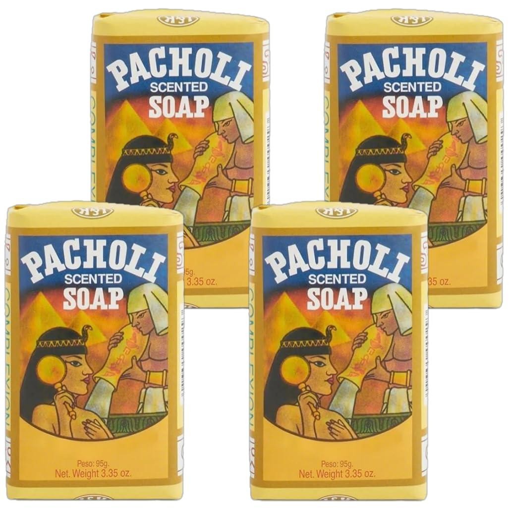 Patchouli Soap Bar 3.35 Oz Pack of 4 - Nourishing Unisex Natural Cleansing
