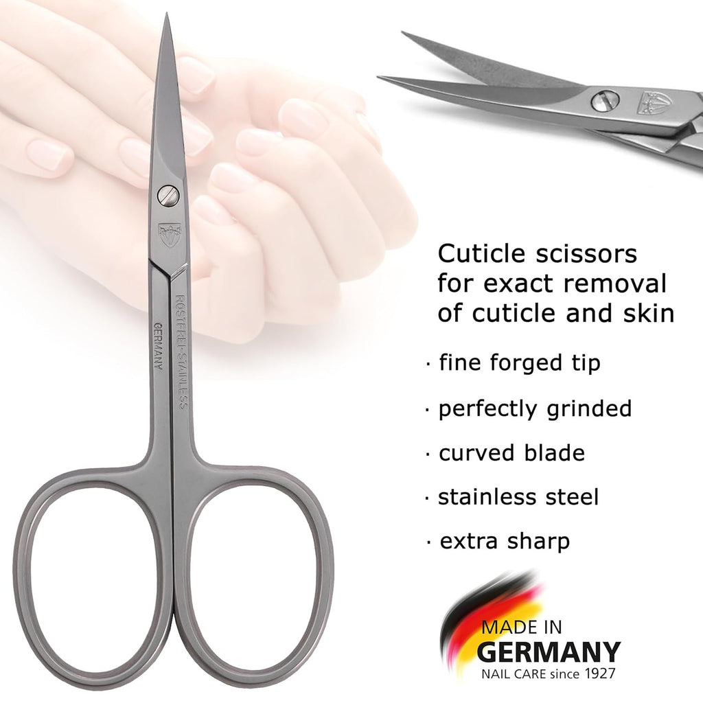 Stainless Steel Curved Cuticle Scissors with Case - Nail Care Tool