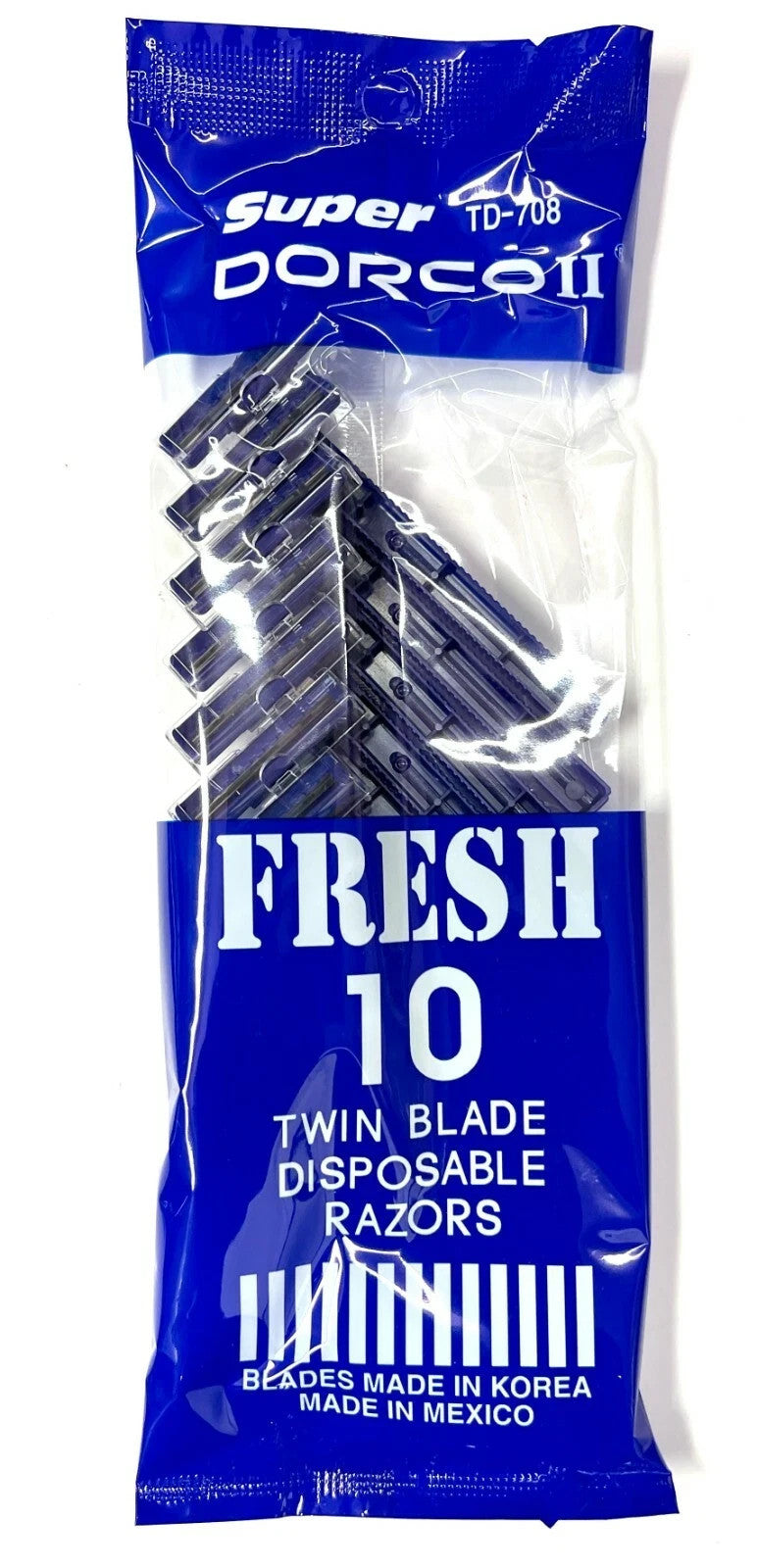 6 Pack Disposable Razor Blades for Men - Twin Blade, Blue, TD-708