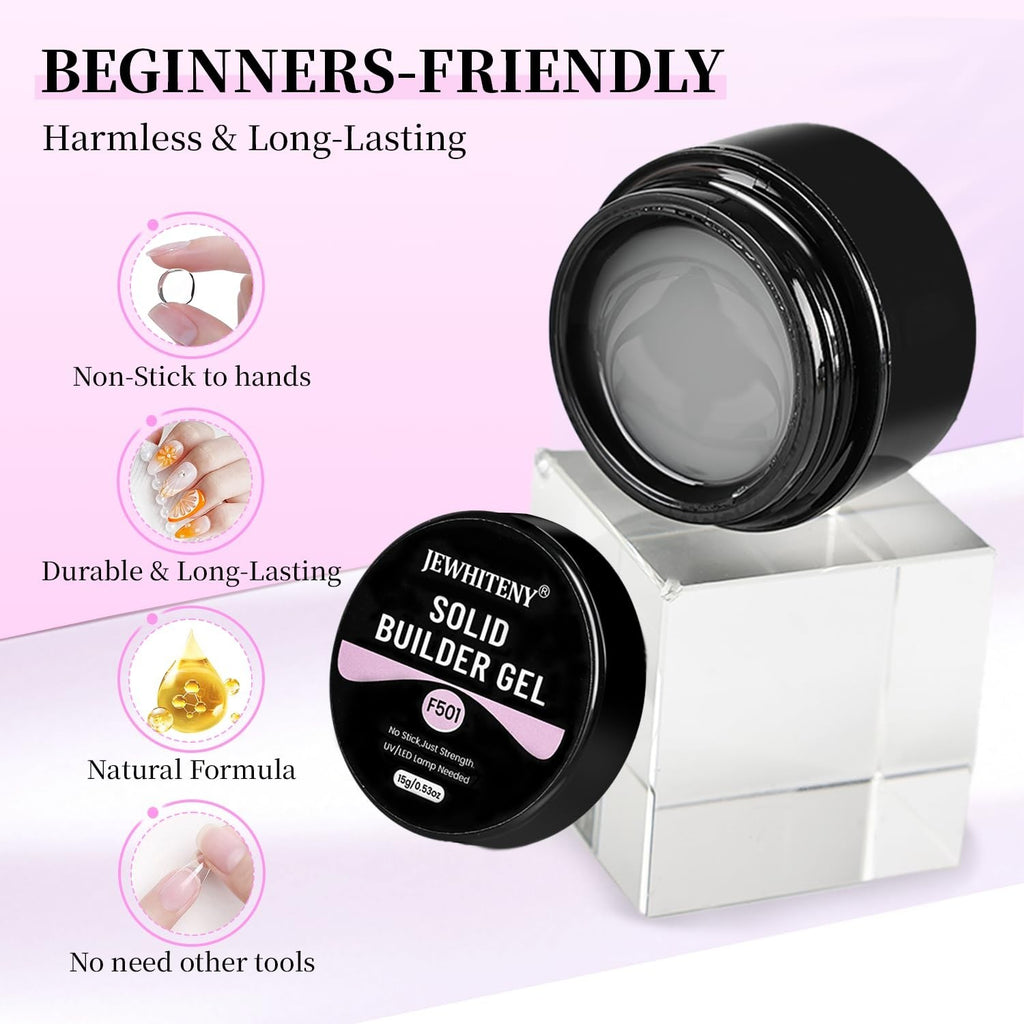 Non-Sticky Builder Gel Nail Art Kit with UV Lamp - 12 Colors for Perfect Manicures
