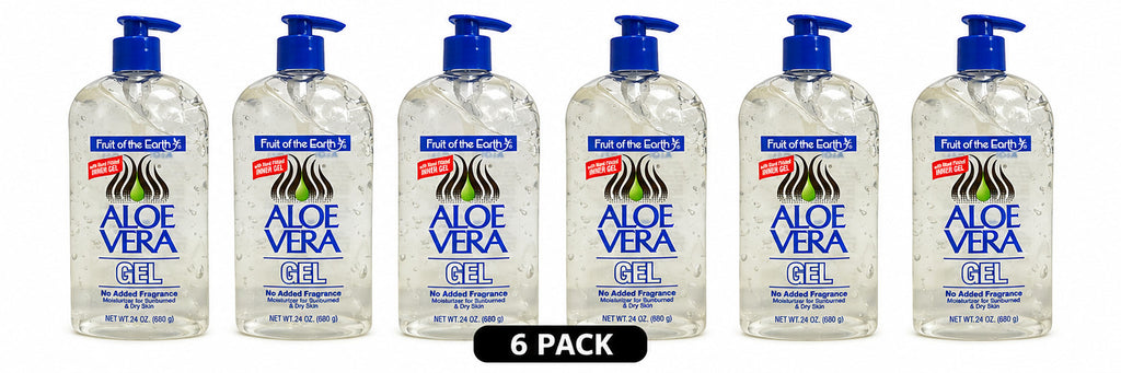 Aloe Vera Gel 24 oz - Moisturizing Soothing Gel for Sunburn & Dry Skin - 6 Pack