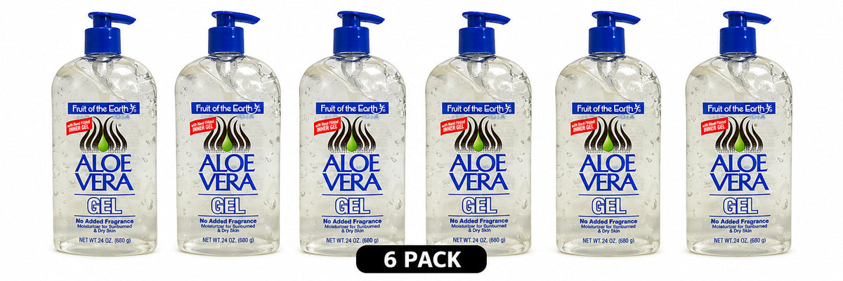 Aloe Vera Gel 24 oz - Moisturizing Soothing Gel for Sunburn & Dry Skin - 6 Pack