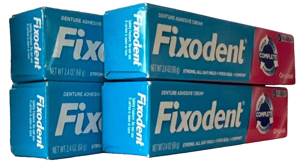 Denture Adhesive Cream - Original Fixodent, 4 Tubes 2.4 oz (68g) Pack