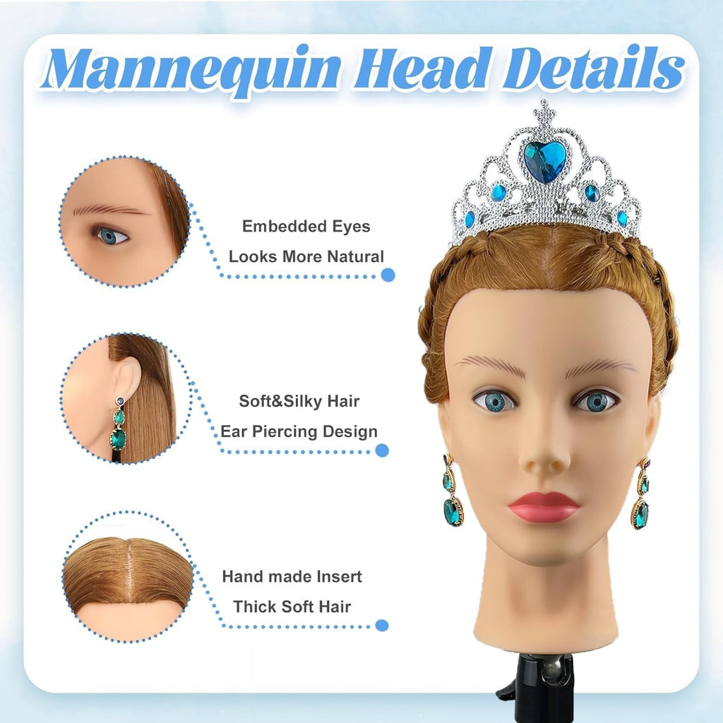 Mannequin Head for Hair Styling Practice Human Hair 26-28 Inches