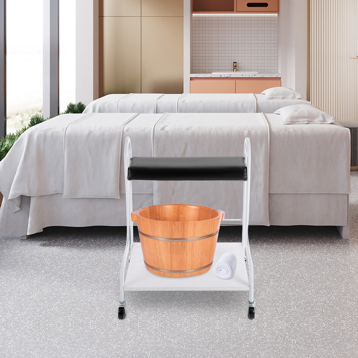 Portable 2-Layer Nail & Foot Spa Trolley with 4 Swivel Wheels