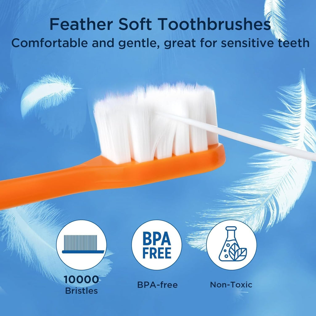 Extra Soft Toothbrush for Sensitive Gums, Wide Head & Gentle Bristles