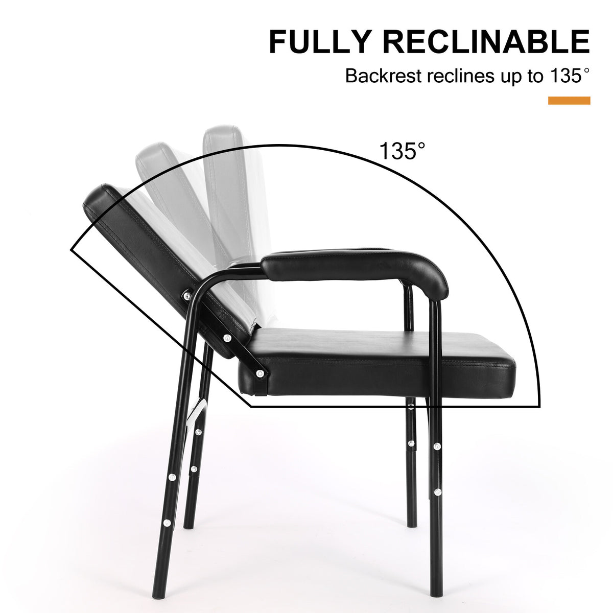 Black Recliner Barber Chair with Shampoo Basin Salon Spa Equipment