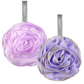 Rose-Shaped Bath & Shower Loofah Set - 2 Body Scrubbers in Purple and Grey