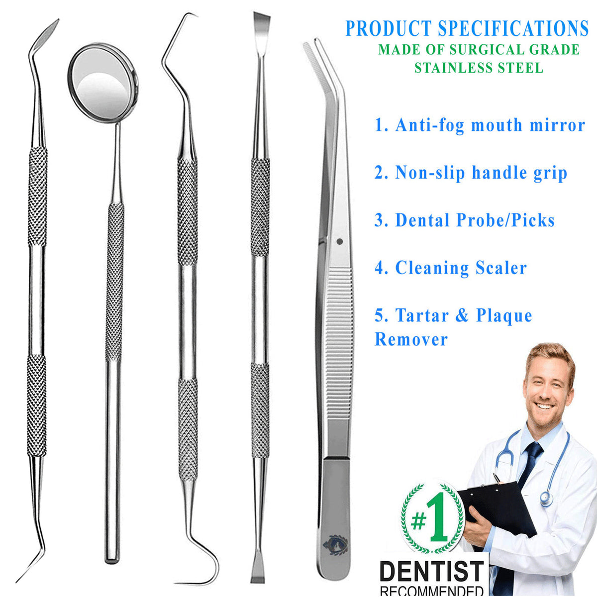 Dental Cleaning & Whitening Kit - 5 Pc Oral Hygiene Set