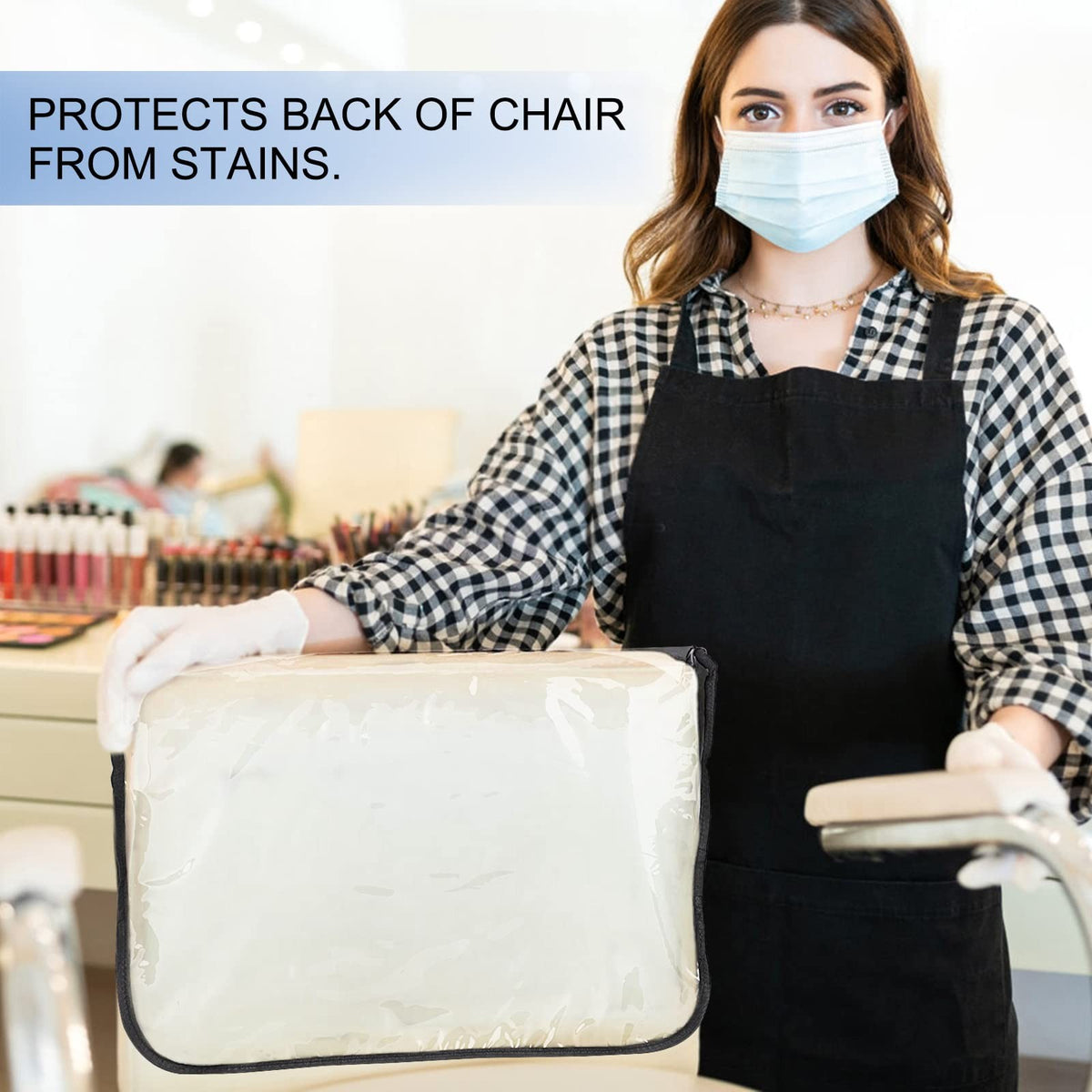Salon Chair Back Protector Cover Waterproof Clear Vinyl