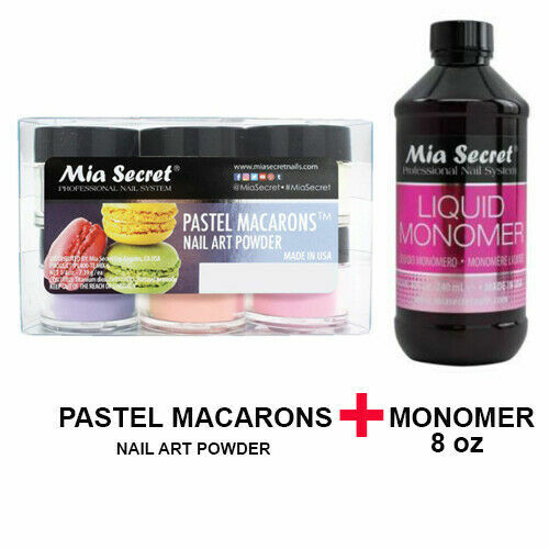 Nail Art Powder Set & Monomer Liquid for Acrylic Nails - 8oz + 6 Color Pastel Macarons