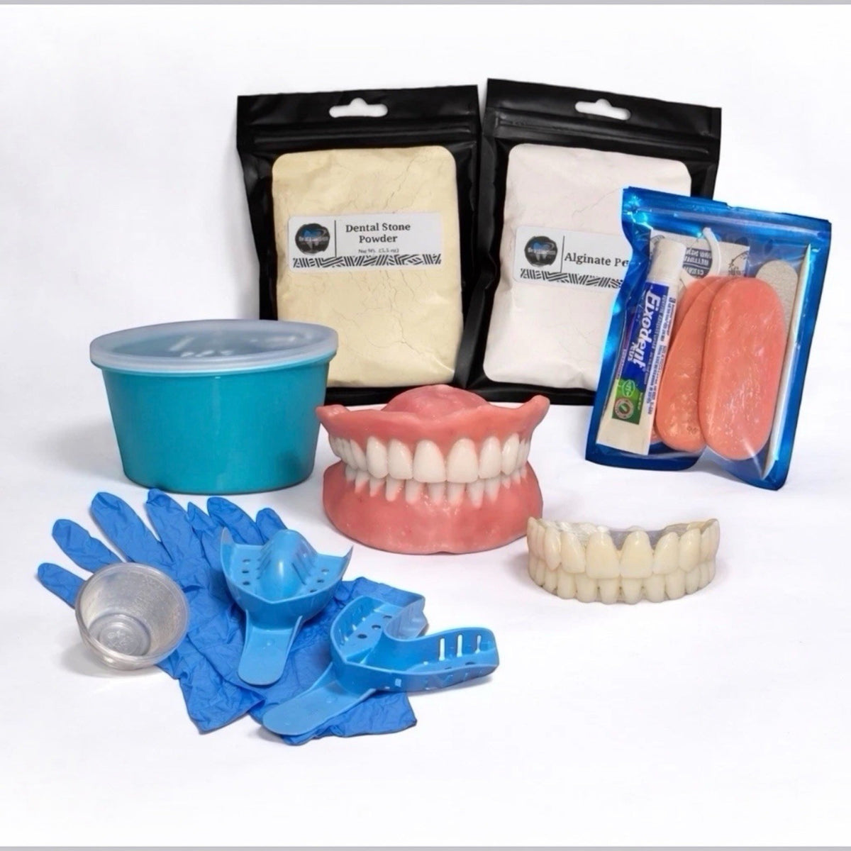 DIY Denture Kit with Alginate for Custom Fit Upper & Lower Teeth - Complete Home Impression Set