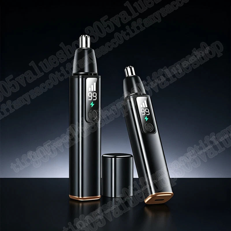 Rechargeable Waterproof Ear & Nose Hair Trimmer with LED Display