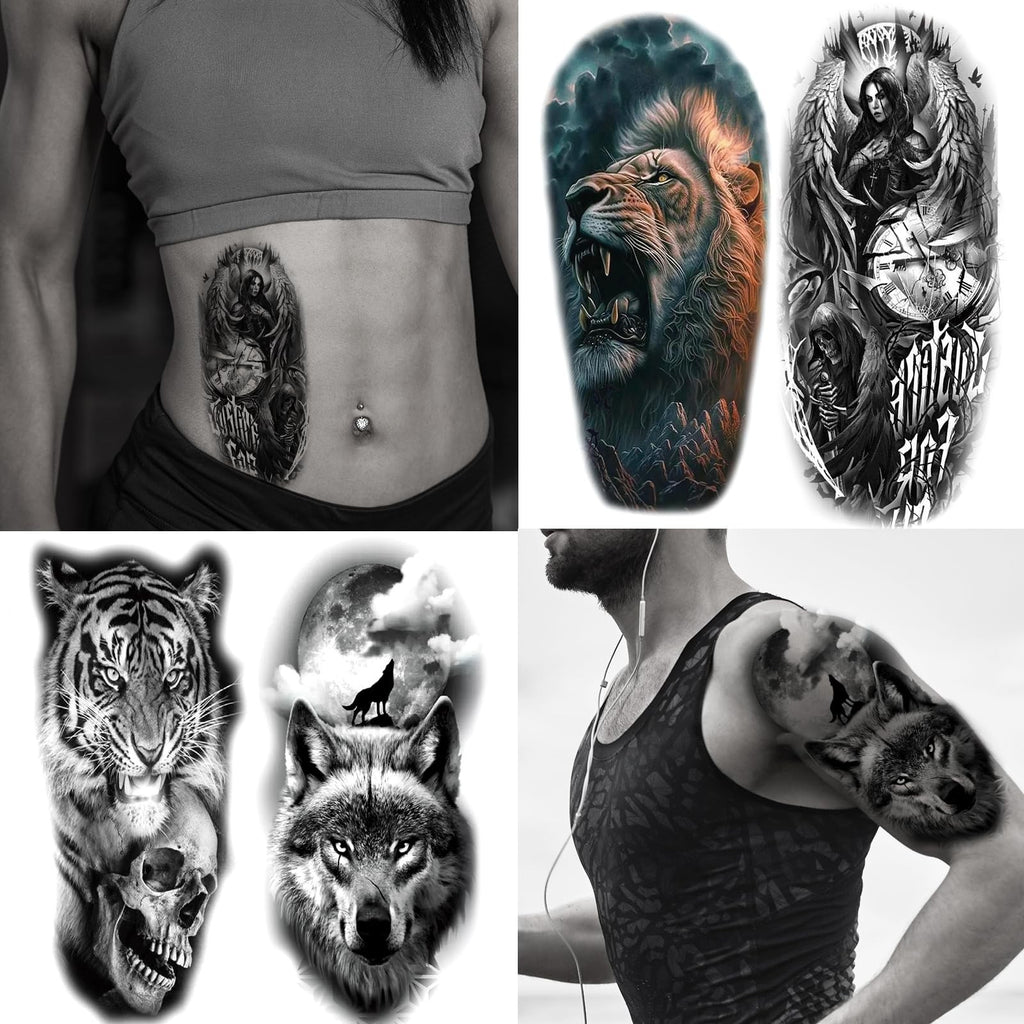 Temporary Body Tattoos Stickers Set 82 Sheets Halloween & Summer Designs