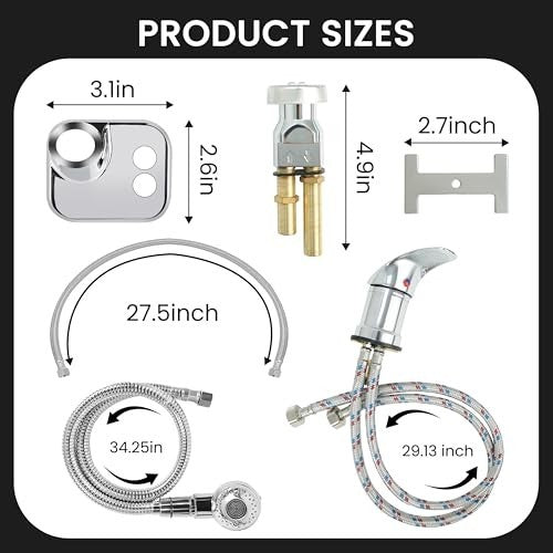 Salon Shampoo Bowl Faucet Kit with Chrome Hose and Adjustable Spray