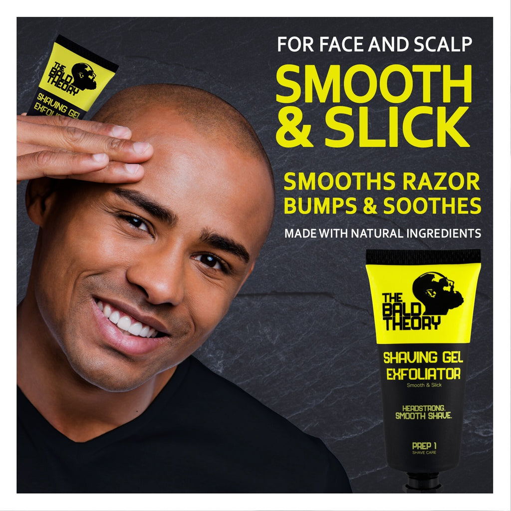 Shaving Gel Exfoliator & Aftershave Relief Balm for Bald Scalps - Hydrating & Soothing