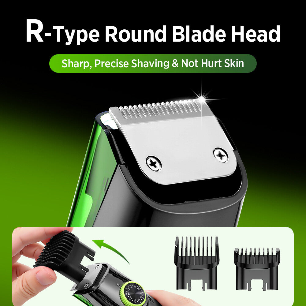 Rechargeable Vacuum Beard Trimmer for Men, Waterproof, Adjustable Length