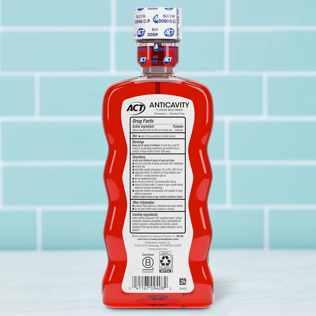 Alcohol-Free Cinnamon Fluoride Mouthwash for Cavity Prevention & Fresh Breath - 18 Fl Oz
