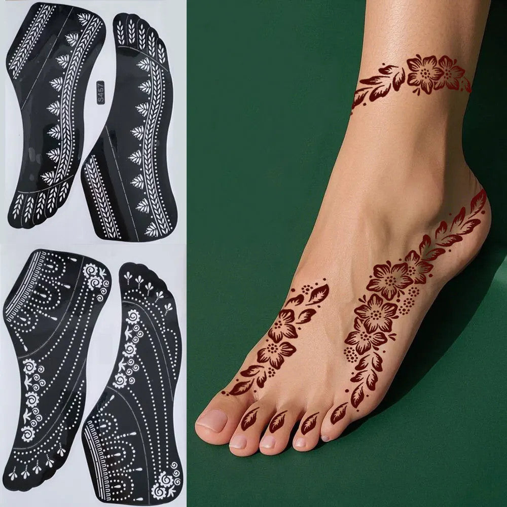 Reusable Foot Henna Stencil Template for Women Body Art Mehndi