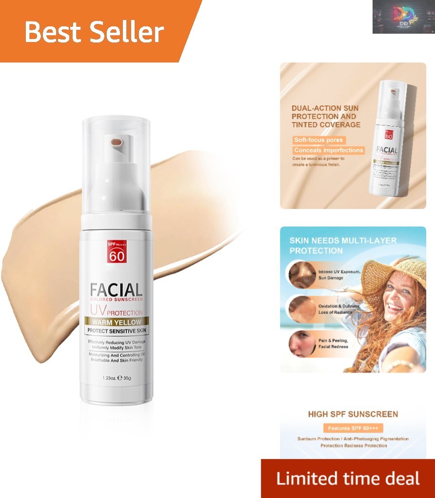 Tinted Sunscreen SPF 60 & Primer for All Skin Types - Hydrating & Pore-Blurring