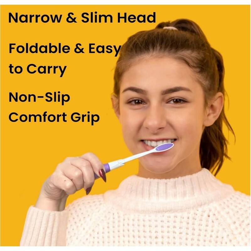 Foldable Travel Toothbrush with Medium Bristles - Compact & Ergonomic