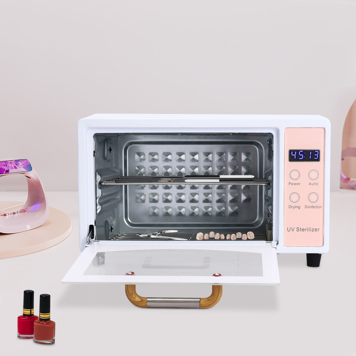 Tabletop Nail Tool Sterilizer and Dryer Box 160W for Nail Care Hygiene