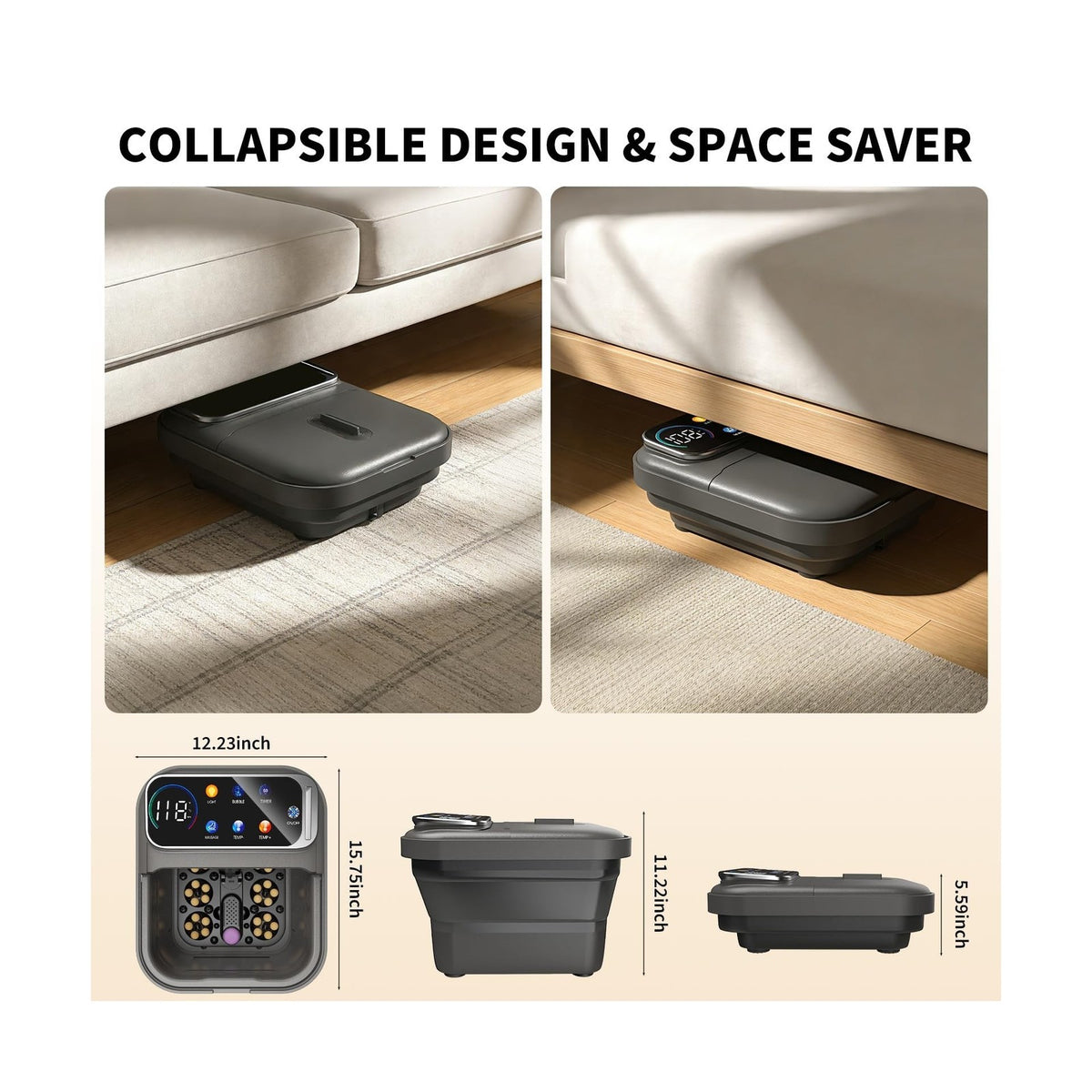 Collapsible Foot Spa Bath with Heat Massage and Shiatsu Therapy