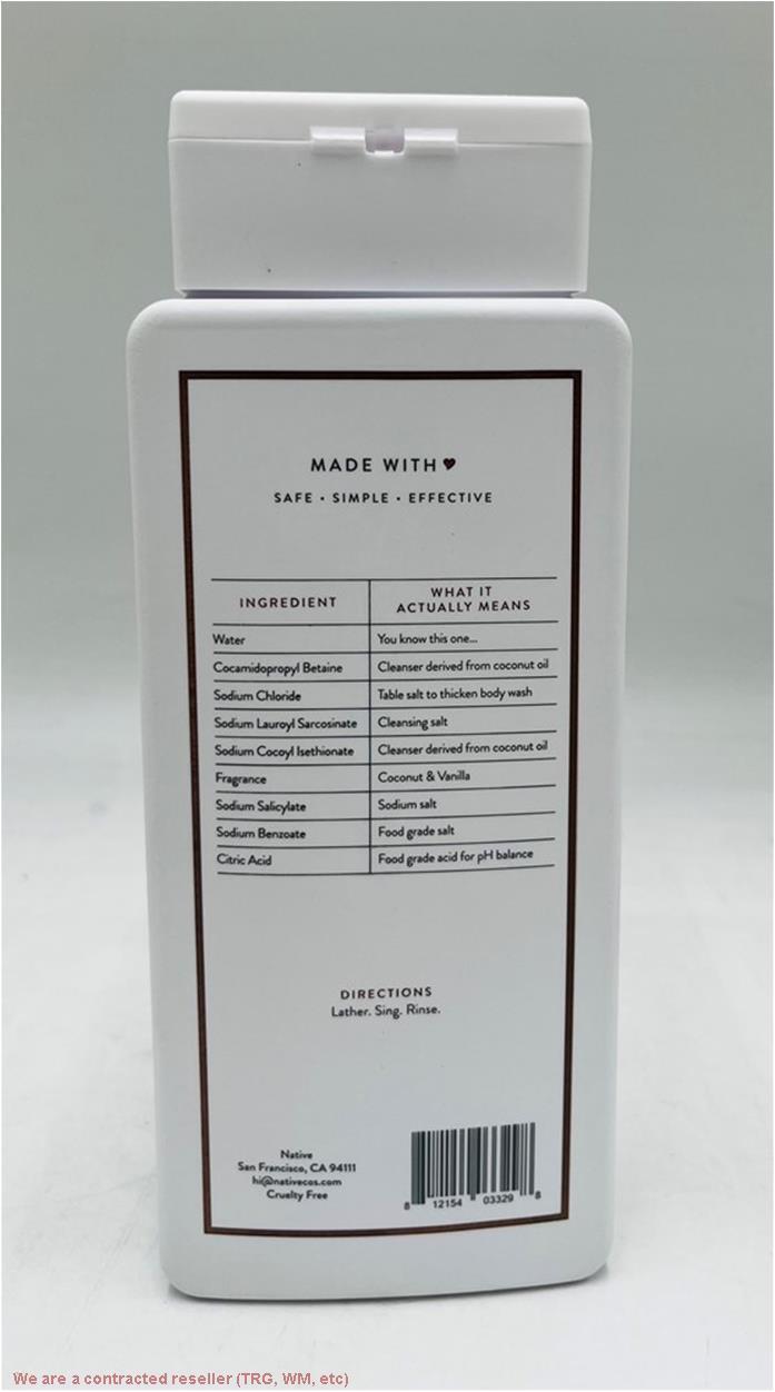 Sulfate-Free Coconut & Vanilla Body Wash - 18 Fl Oz Natural Cleanser