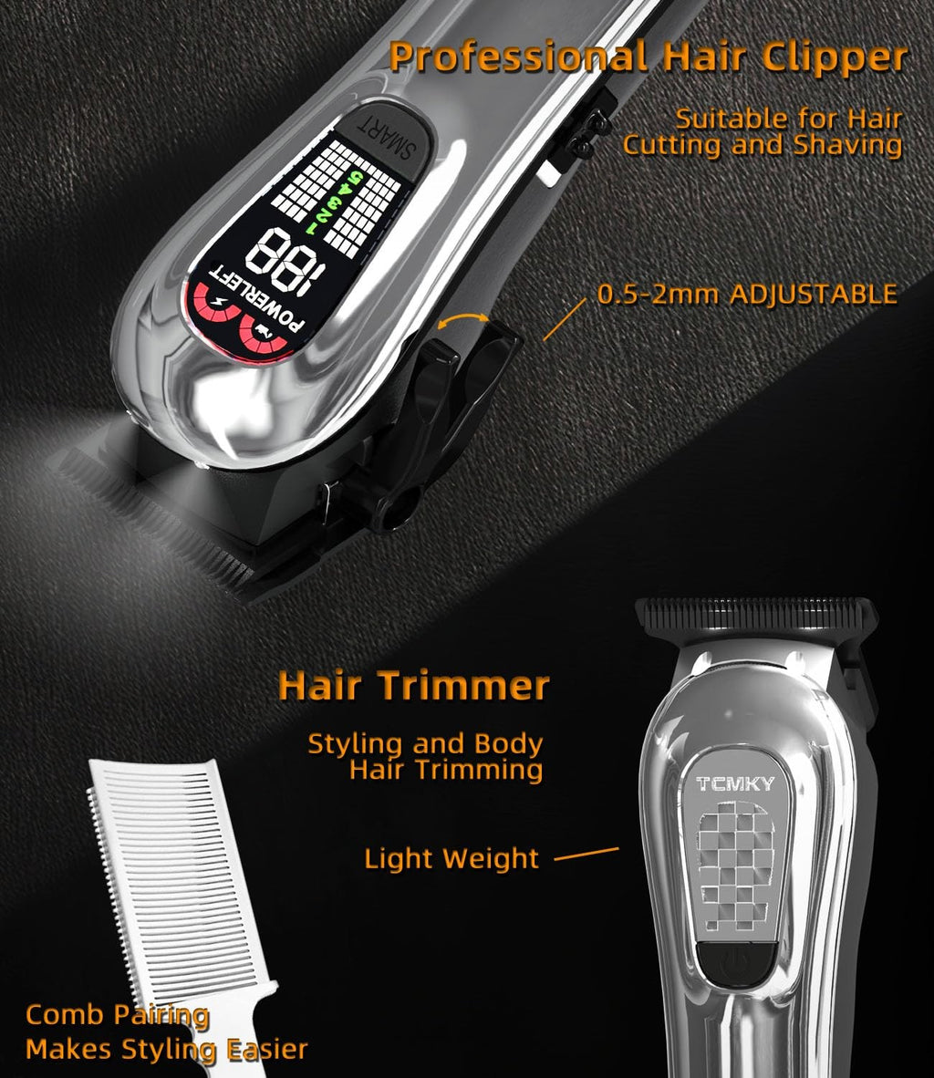 Wireless Professional Hair Clipper & Trimmer Set with Adjustable Speed