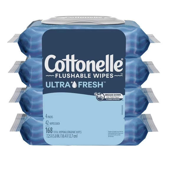 Flushable Personal Wipes 4 Pack for Bathroom & Hygiene