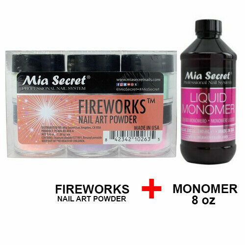 Nail Art Powder Set with Monomer 8oz and 6 Color Collection for Professional Nails