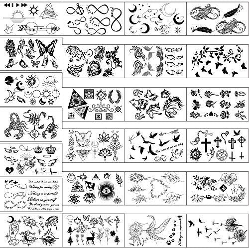 Tiny Waterproof Temporary Tattoos – 60 Sheets, 300+ Designs (Moon & Stars, Music Theme)