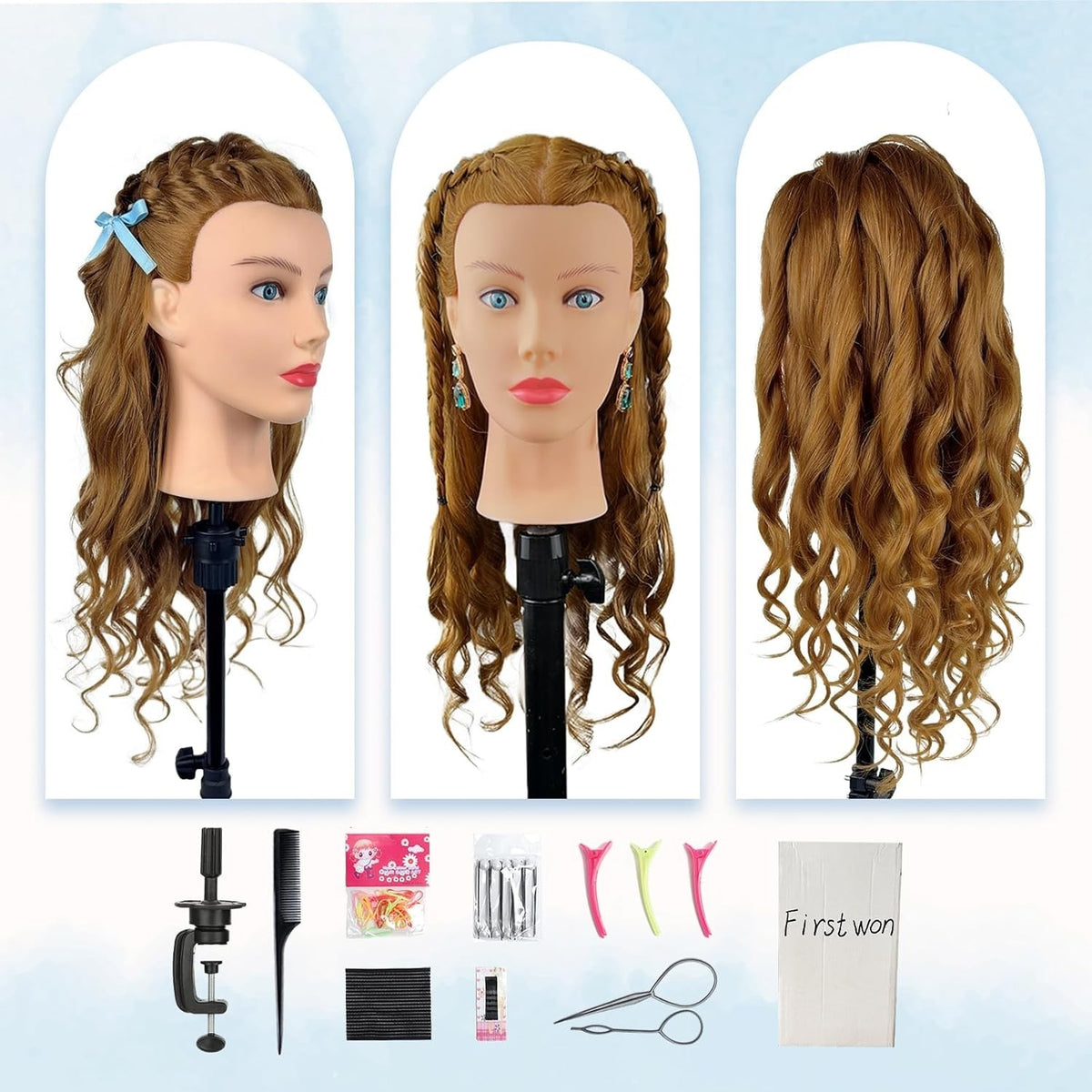 Mannequin Head for Hair Styling Practice Human Hair 26-28 Inches