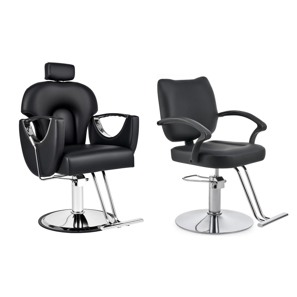 Hydraulic Barber Chair - All Purpose Salon Reclining Styling Chair with 360° Casters