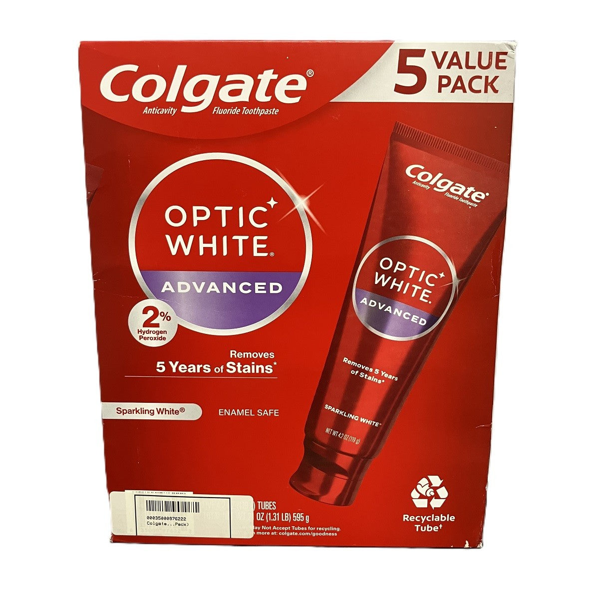 Colgate Optic Advanced Whitening Toothpaste 4.2oz 5-Pack
