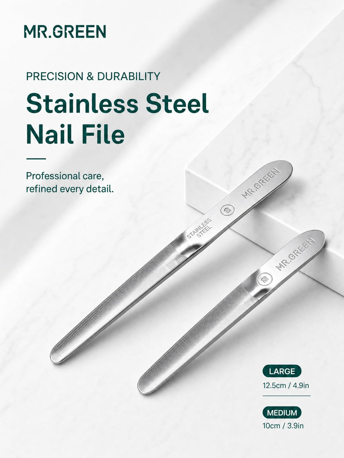 Metal Curved Nail File Double-Sided for Nail Shaping and Smoothing