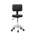 Adjustable Salon Stool with Back Support - Black Round Seat