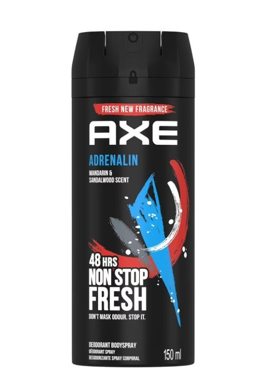 Men's Deodorant Body Spray 3 Pack - Axe Adrenalin 150ml