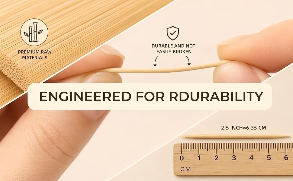 Bamboo Toothpicks for Oral & Food Use - 600 Count, Natural, Durable